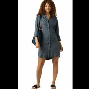 PRANA Lightweight Doryan Tencel Brushed Denim Shirt Dress Size L